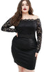 Black Off Shoulder Plus Lace Dress